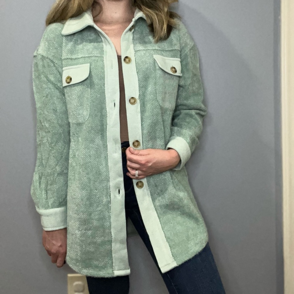 Mint green shacket